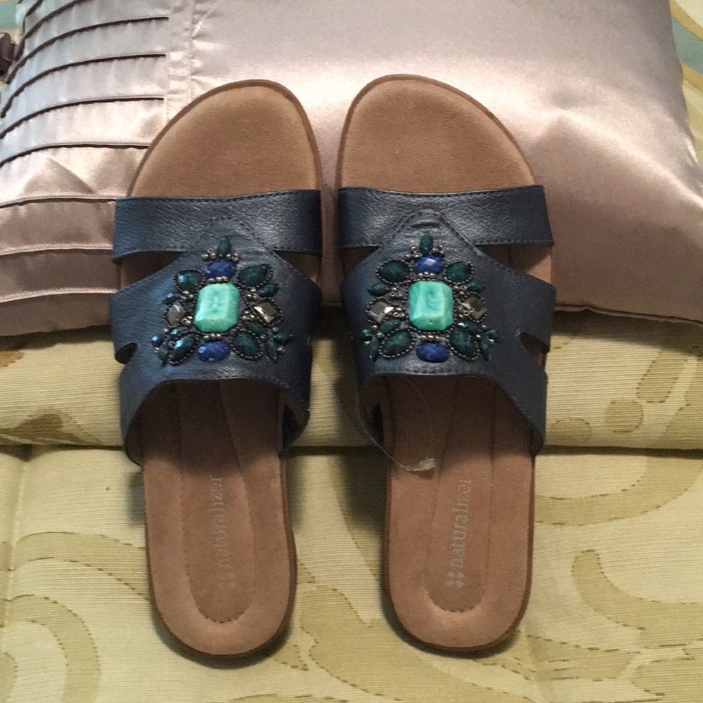 Naturalizer sandals, blue with gemstones New